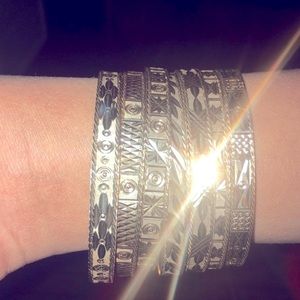 18k solid  yellow gold 7 days bangles